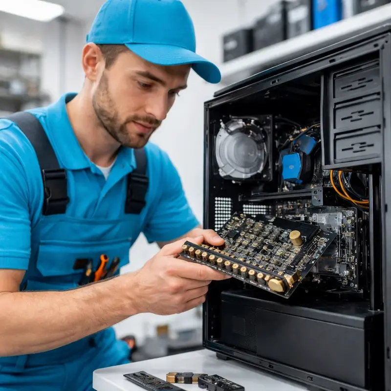 Мастер устанавливает звуковую карту на ПК в Северодвинске