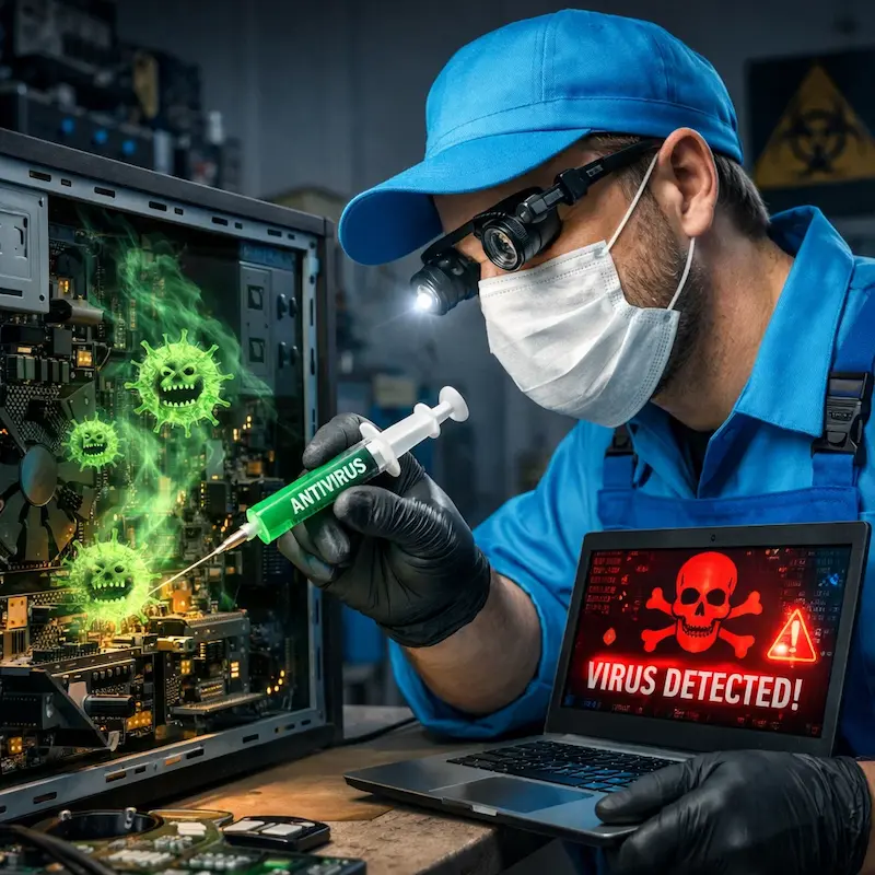 Лечение компьютера от вирусов в Северодвинске на дому